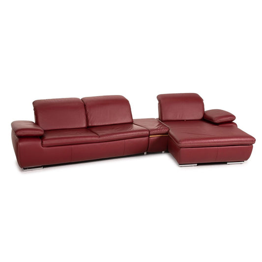 Red Leather Mondo Clair Corner Sofa with Function