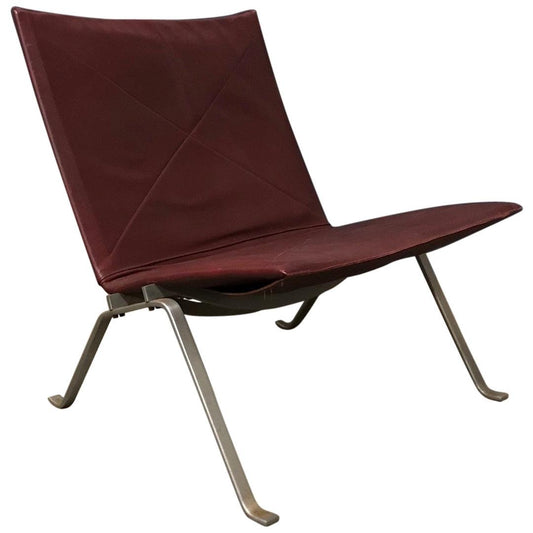 Red Leather PK22 Lounge Chair by Poul Kjaerholm for E. Kold Christensen, 1956