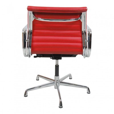 Red Leather with Tilt and Return Rotation EA-108 Chair by Charles Eames for Vitra, 1990s-MTD-1400515