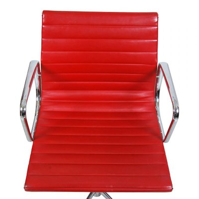 Red Leather with Tilt and Return Rotation EA-108 Chair by Charles Eames for Vitra, 1990s-MTD-1400515