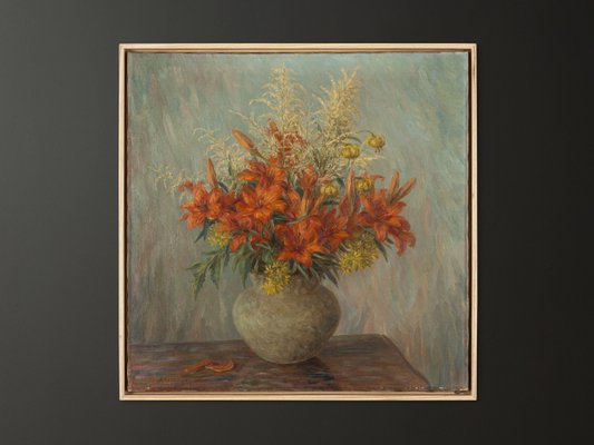 Red Lilies, 1940s, Oil on Canvas, Framed-GPP-1079994