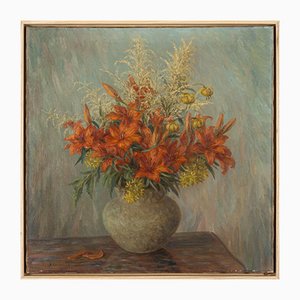 Red Lilies, 1940s, Oil on Canvas, Framed-GPP-1079994