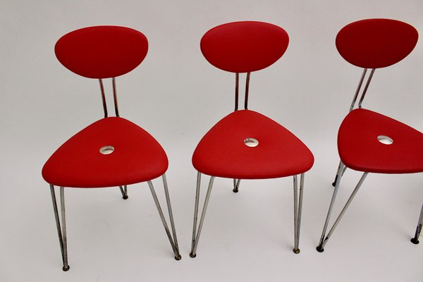 Red Lounge Chairs by Günter Talos, 1950s, Set of 4-NB-633738