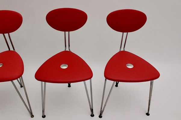 Red Lounge Chairs by Günter Talos, 1950s, Set of 4-NB-633738