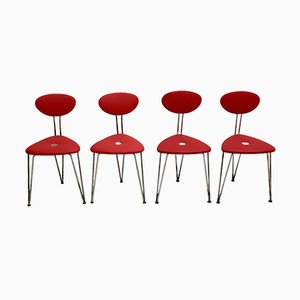 Red Lounge Chairs by Günter Talos, 1950s, Set of 4-NB-633738