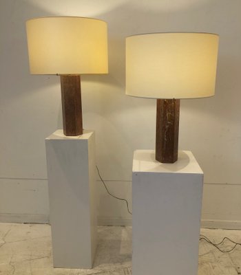 Red Marble Table Lamps from Jules Wabbes, 1960s, Set of 2-PCJ-655792