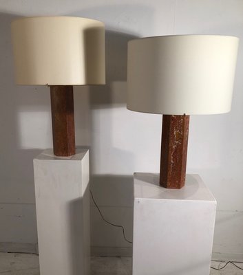 Red Marble Table Lamps from Jules Wabbes, 1960s, Set of 2-PCJ-655792