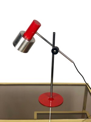 Red Metal & Aluminium Table Lamp from Stilnovo, Italy, 1960s-LYQ-1171730