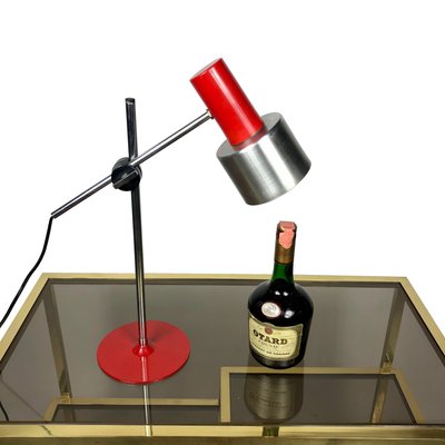 Red Metal & Aluminium Table Lamp from Stilnovo, Italy, 1960s-LYQ-1171730