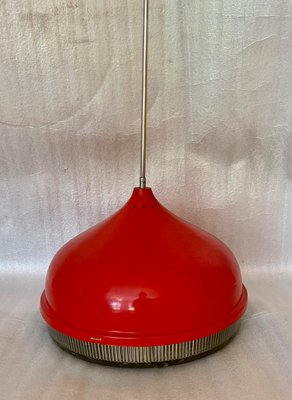 Red Metal and Granulated Glass Ceiling Lamp, 1970s-ROJ-671944