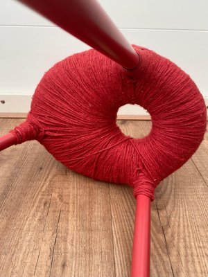 Red Metal and Wool Eskilstuna Three Pod Stool from Ikea, 1990s-LL-1312170