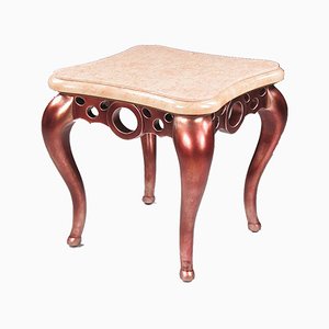 Red Metallic Leaf and Pink Marble Coffee Table from Lam Lee Group, 1990s-IJR-782318