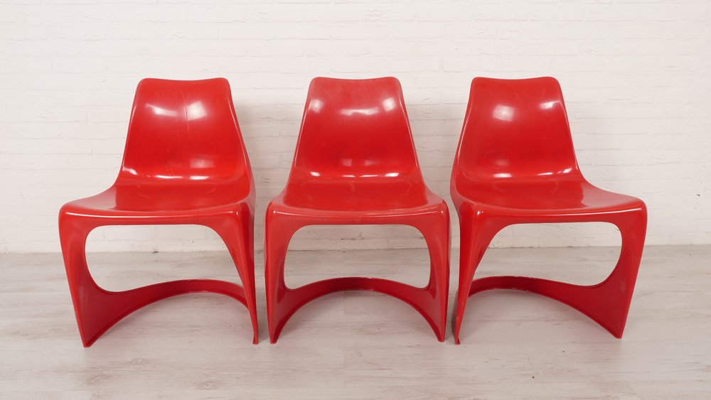 Red Model 290 Dining Chairs by Steen Ostergaard for Cado, Set of 6