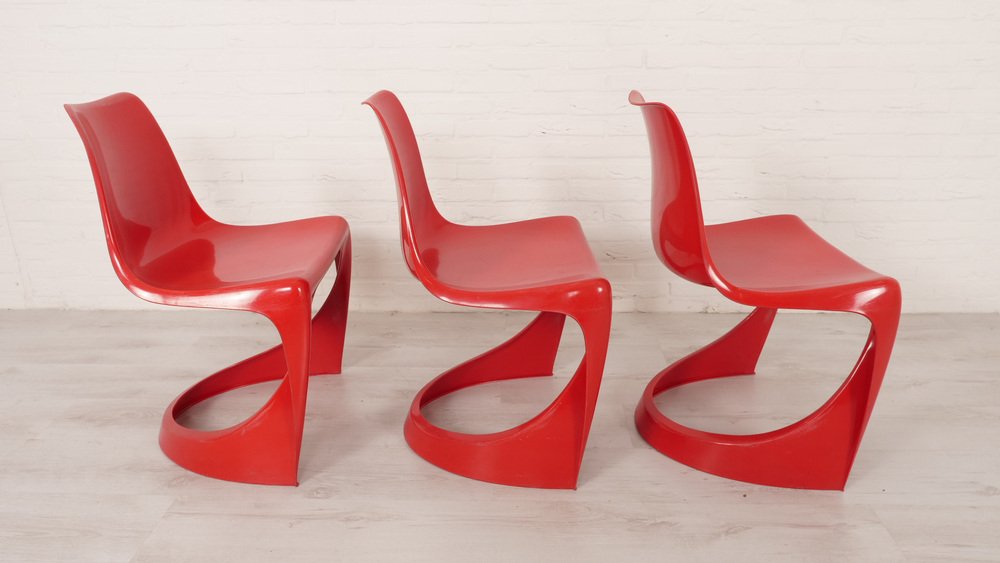 Red Model 290 Dining Chairs by Steen Ostergaard for Cado, Set of 6