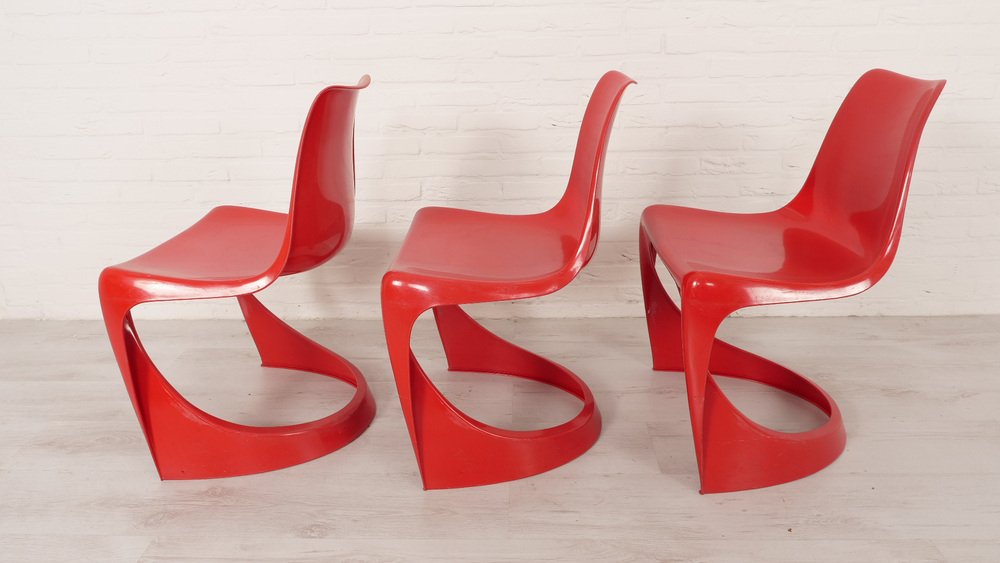 Red Model 290 Dining Chairs by Steen Ostergaard for Cado, Set of 6