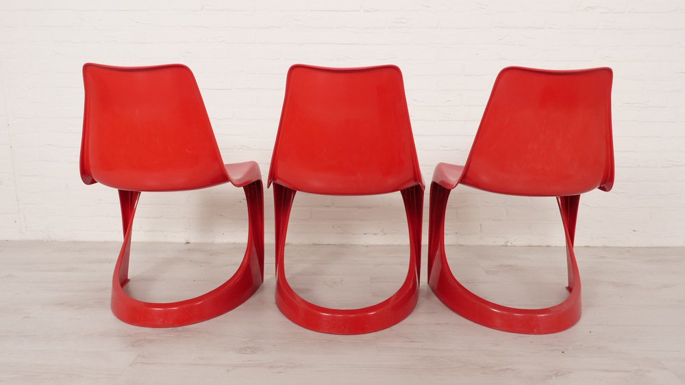 Red Model 290 Dining Chairs by Steen Ostergaard for Cado, Set of 6