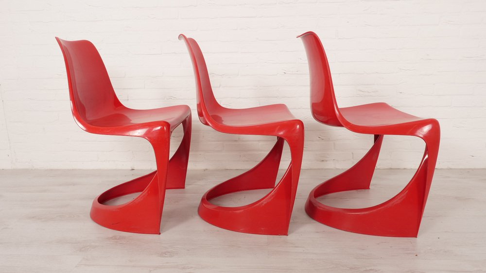 Red Model 290 Dining Chairs by Steen Ostergaard for Cado, Set of 6