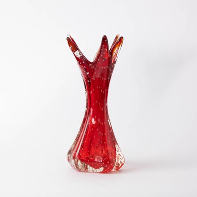 Red Murano Bullicante Glass Vase, 1960s-IXK-1313278