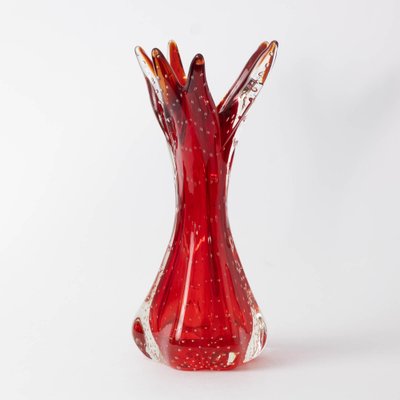 Red Murano Bullicante Glass Vase, 1960s-IXK-1313278