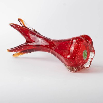 Red Murano Bullicante Glass Vase, 1960s-IXK-1313278