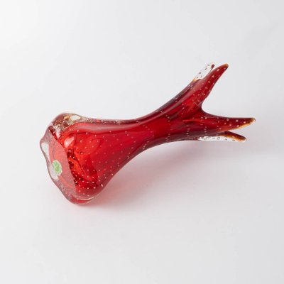 Red Murano Bullicante Glass Vase, 1960s-IXK-1313278