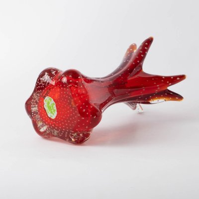 Red Murano Bullicante Glass Vase, 1960s-IXK-1313278