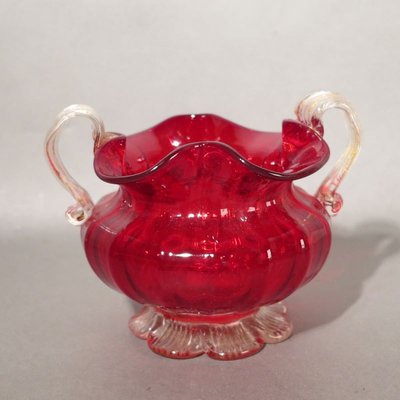 Red Murano Glass Bowl with Gold, 1950s-WK-730045