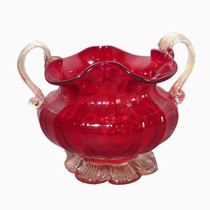 Red Murano Glass Bowl with Gold, 1950s-WK-730045