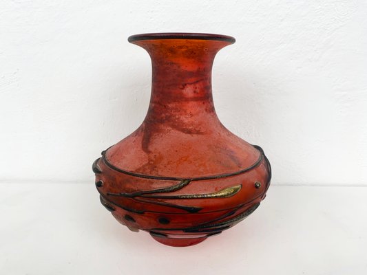 Red Murano Glass Vase from by Ermanno Nason, Italy, 1970s-YZD-1436365