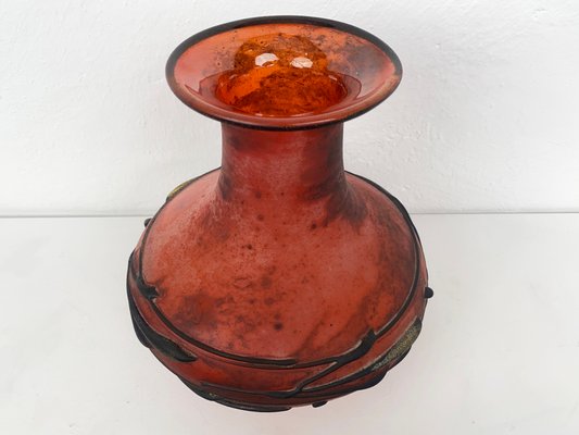 Red Murano Glass Vase from by Ermanno Nason, Italy, 1970s-YZD-1436365