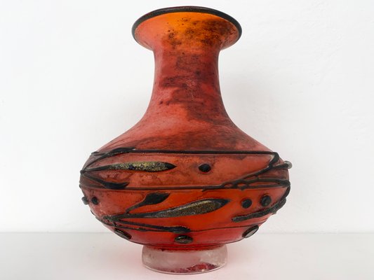 Red Murano Glass Vase from by Ermanno Nason, Italy, 1970s-YZD-1436365