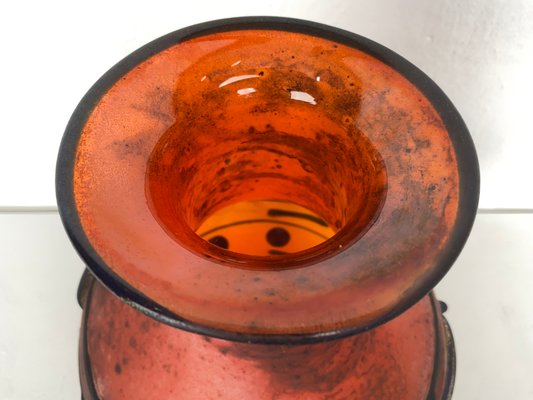 Red Murano Glass Vase from by Ermanno Nason, Italy, 1970s-YZD-1436365