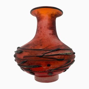 Red Murano Glass Vase from by Ermanno Nason, Italy, 1970s-YZD-1436365