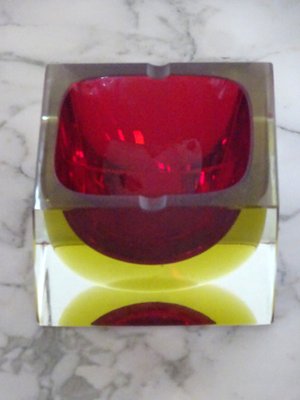 Red Murano Submerged Glass Bowl, 1960s-GT-1093509