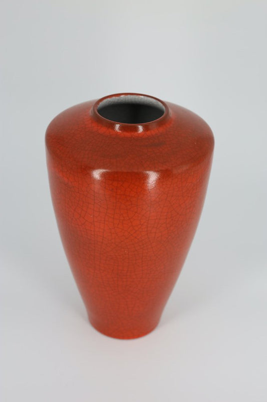 Red Oblong Vase from Karlsruhe Majolika