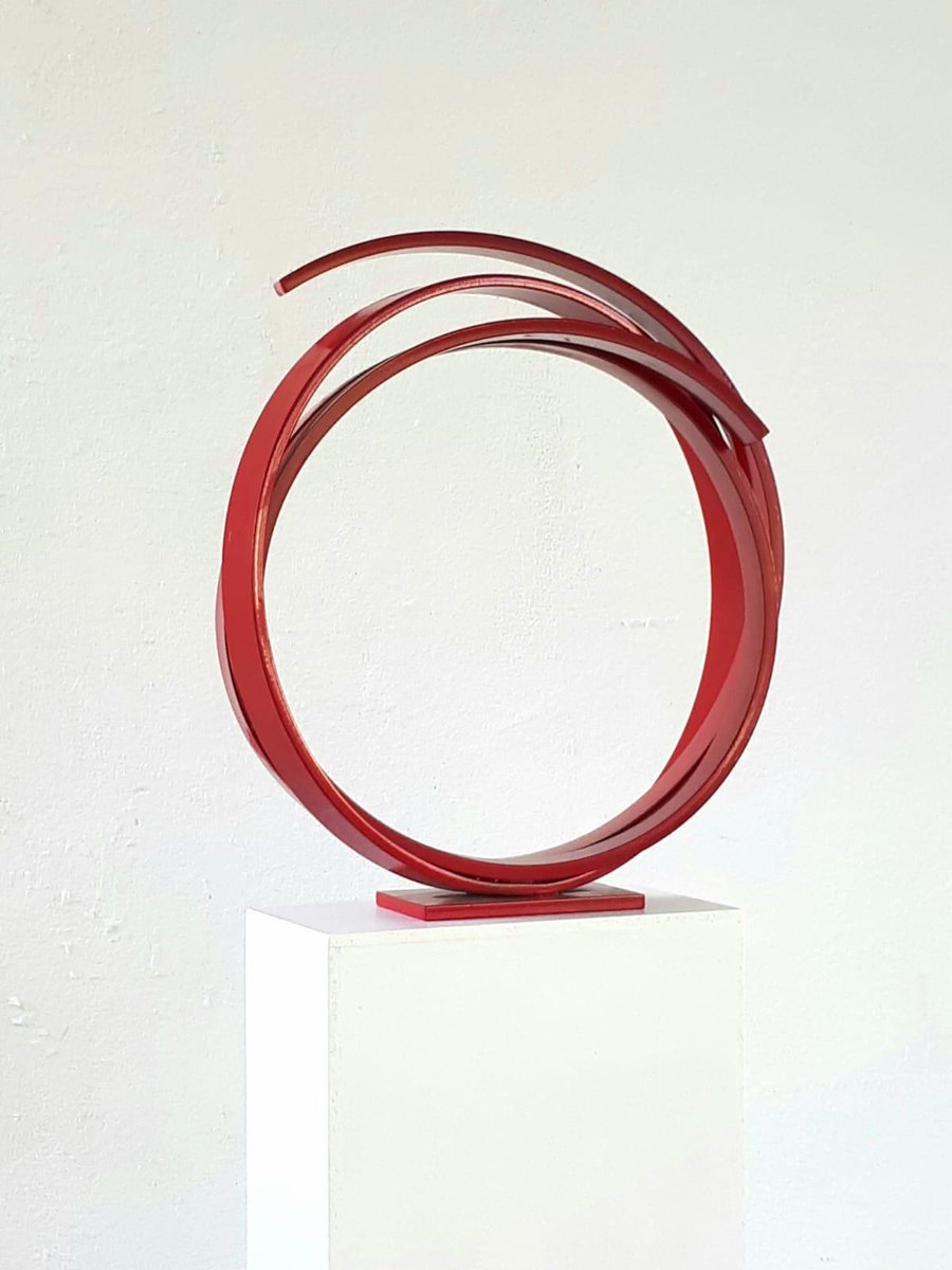 Red Orbit Sculpture by Kuno Vollet