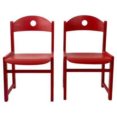 Red Painted Children's Chairs, 1970s, Set of 2-BAF-1401468