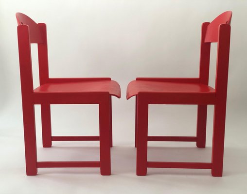 Red Painted Children's Chairs, 1970s, Set of 2-BAF-1401468