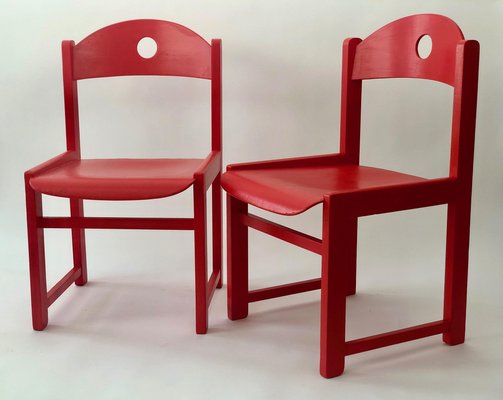 Red Painted Children's Chairs, 1970s, Set of 2-BAF-1401468