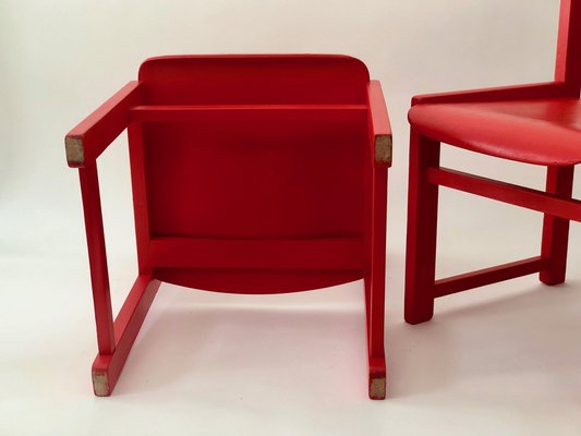 Red Painted Children's Chairs, 1970s, Set of 2-BAF-1401468