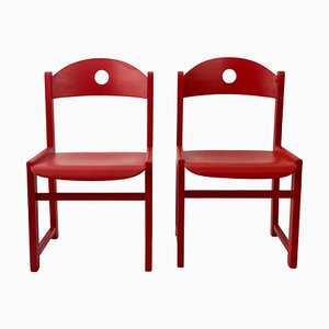 Red Painted Children's Chairs, 1970s, Set of 2-BAF-1401468