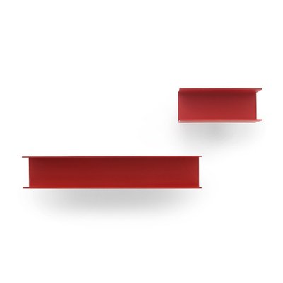 Red Painted Wooden Shelves by Walter Wirz for Wilhelm Renz, 1960s , Set of 2-EZ-1703550