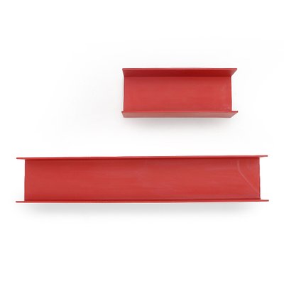 Red Painted Wooden Shelves by Walter Wirz for Wilhelm Renz, 1960s , Set of 2-EZ-1703550