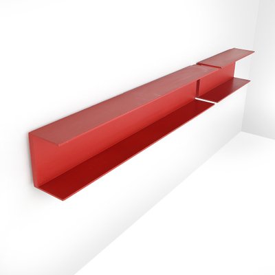 Red Painted Wooden Shelves by Walter Wirz for Wilhelm Renz, 1960s , Set of 2-EZ-1703550