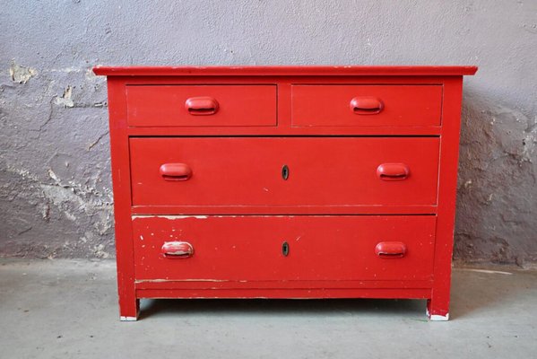 Red Patinated Dresser, 1940s-AIU-1744402