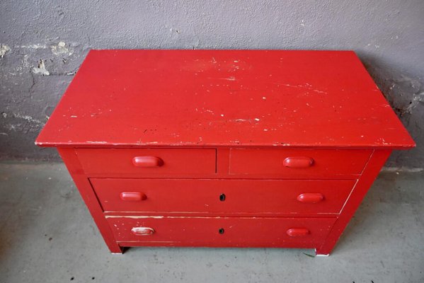 Red Patinated Dresser, 1940s-AIU-1744402