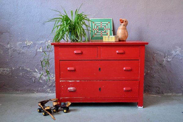 Red Patinated Dresser, 1940s-AIU-1744402