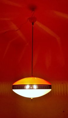 Red Plastic Pendant Lamp, 1950s-EI-646543