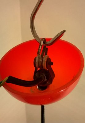 Red Plastic Pendant Lamp, 1950s-EI-646543