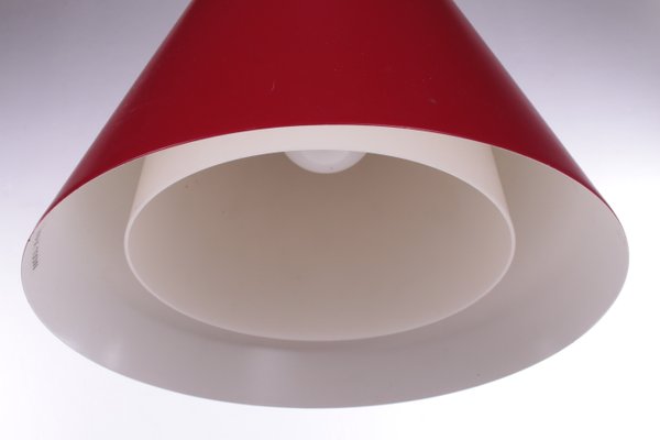 Red Point Hanging Lamp with Glass, 1960s-EZZ-1089875